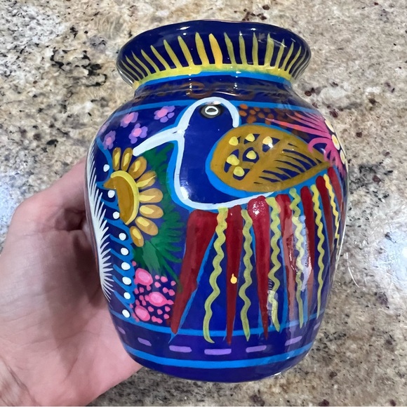 Neon Vintage Handmade Hand Painted Vase from Mexico - Picture 3 of 9